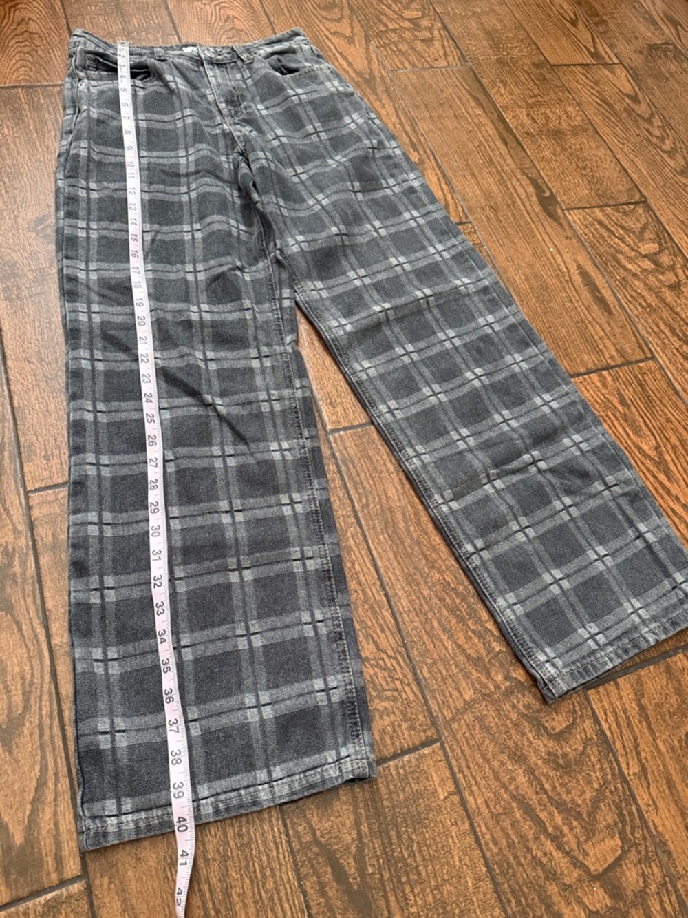 Forever 21 Plaid Mid-Rise Baggy Wide Leg Denim Jeans - Size 25 - Picture 6 of 16